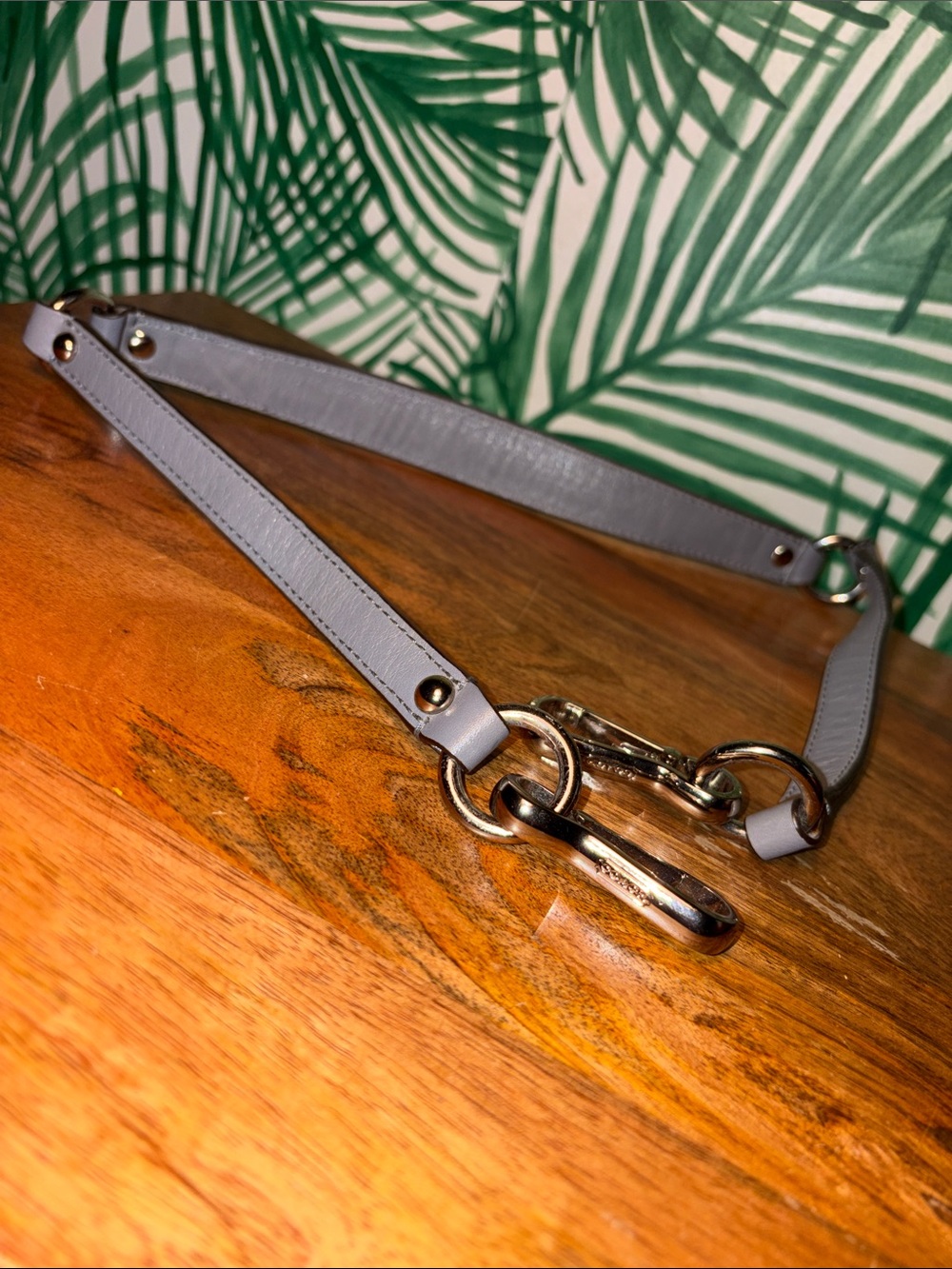 Coach Y2K Gray Leather Silver Hardware Clip On Bag Replacement Strap